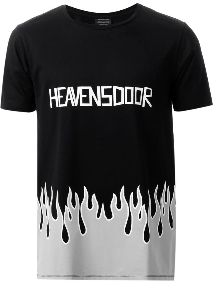 Fad Three Flame Print T-shirt, Men's, Size: M, Black, Cotton