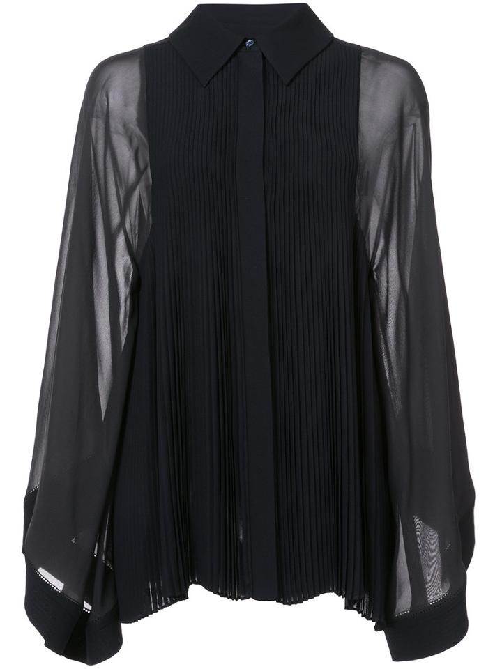Chloé - Pleated Bib Blouse - Women - Viscose - 34, Black, Viscose