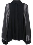 Chloé - Pleated Bib Blouse - Women - Viscose - 34, Black, Viscose