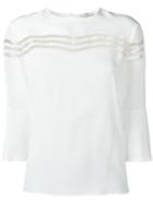 Fendi Sheer Stripes Blouse, Women's, Size: 40, White, Silk/polyamide