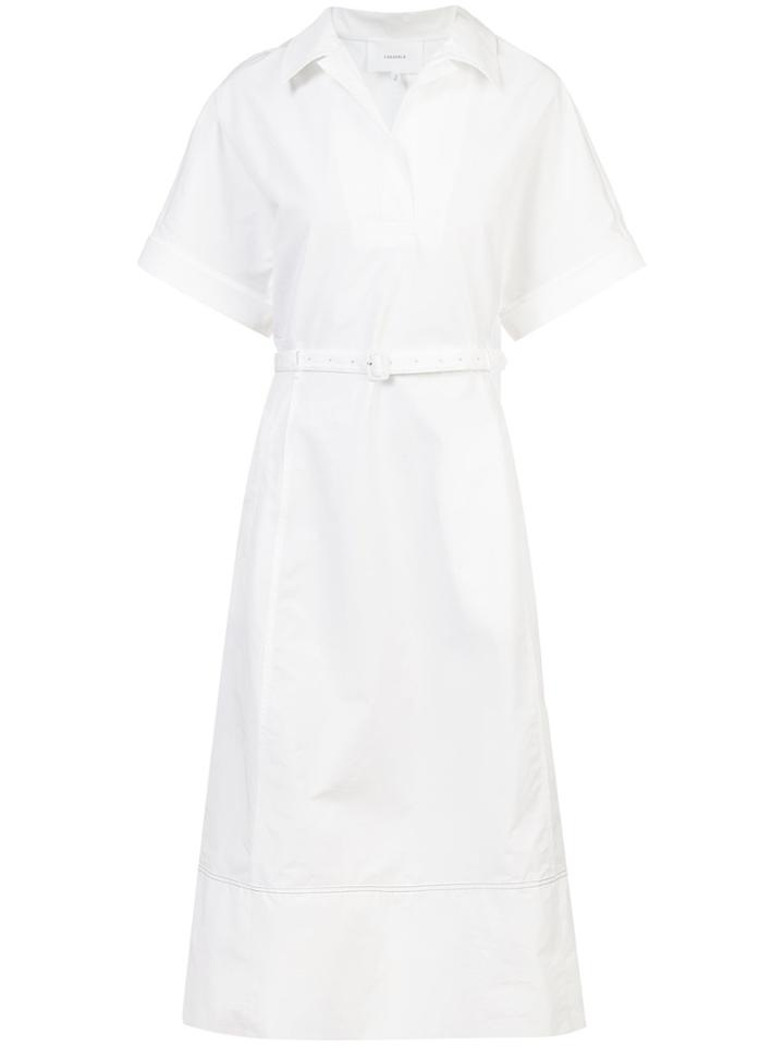 Barbara Casasola Belted Waist Midi Dress - White