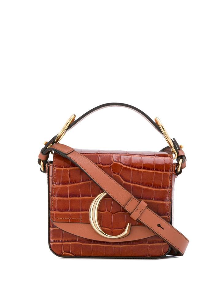 Chloé Logo Plaque Shoulder Bag - Brown