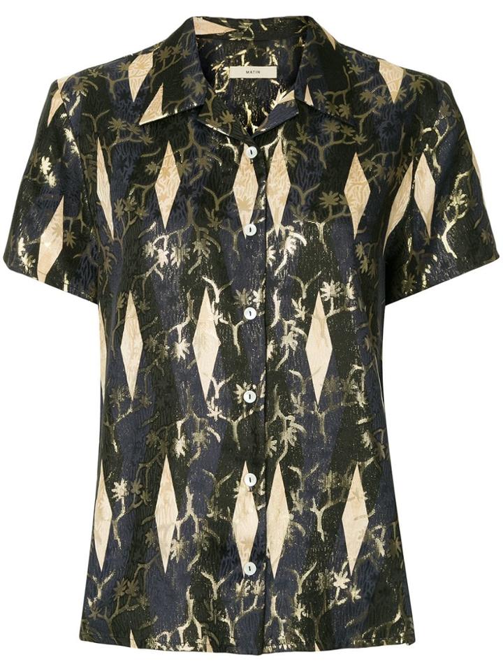 Matin Woven Metallic Detailing Shirt - Black