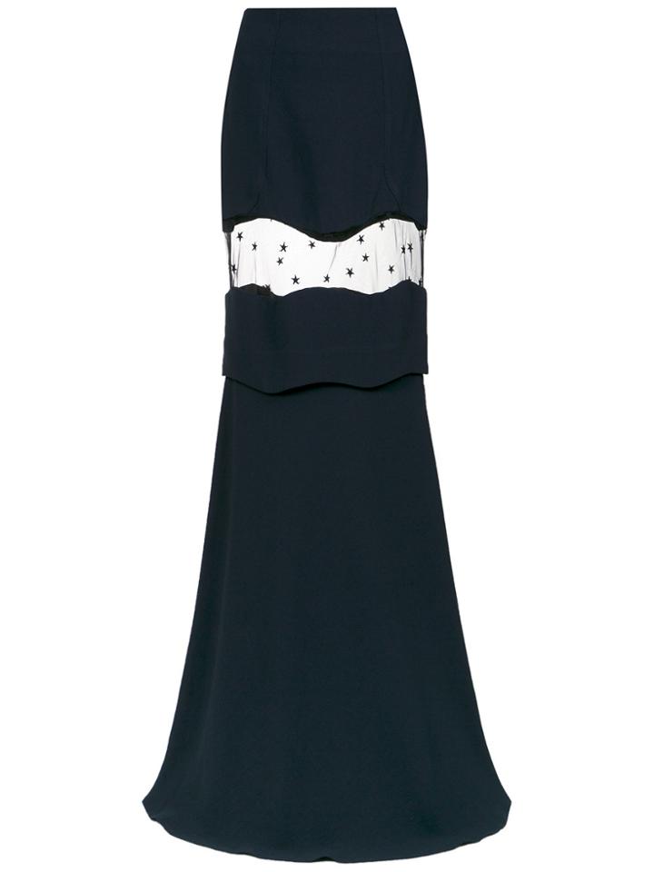 Andrea Bogosian Sheer Panel Long Skirt - Black