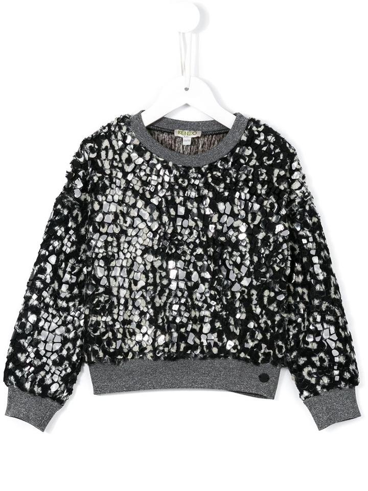 Kenzo Kids 'abba' Leopard Print Sweatshirt, Boy's, Size: 6 Yrs, Black