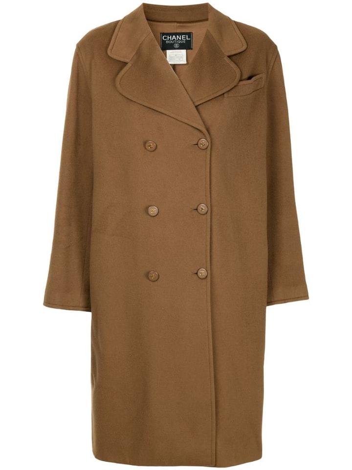 Chanel Pre-owned Cashmere Double Breasted Coat - Brown