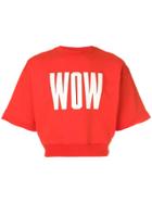Msgm Wow Print Cropped Sweatshirt - Red