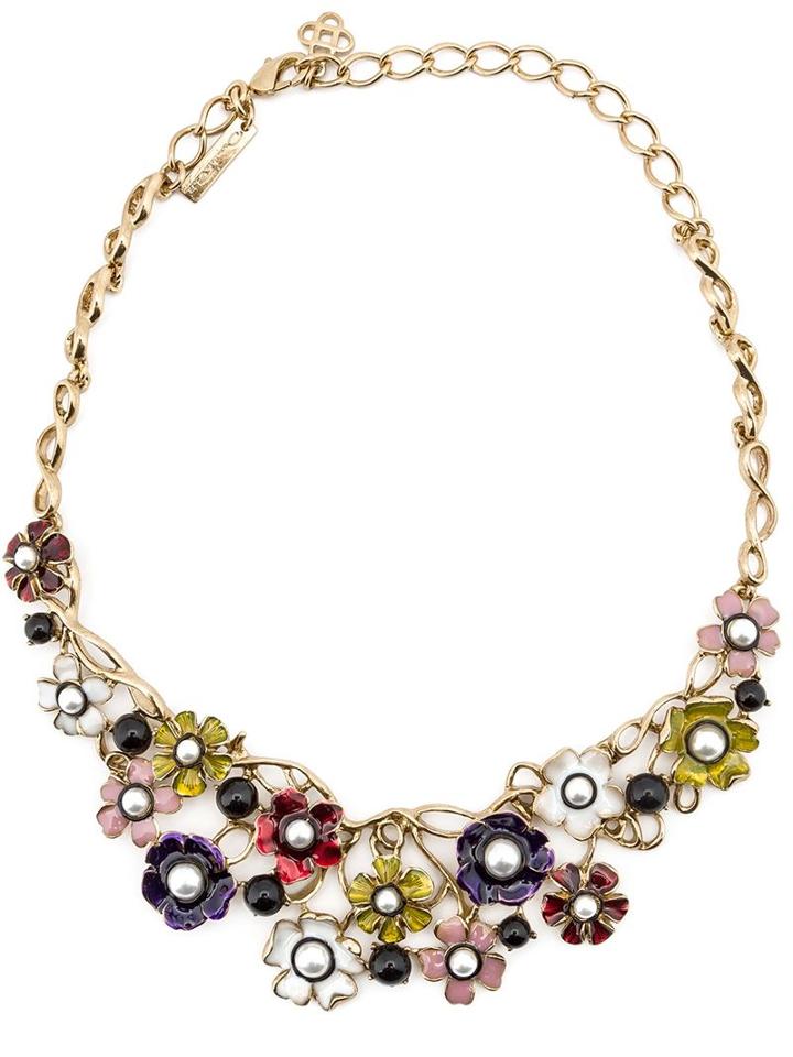 Oscar De La Renta Floral Bib Necklace