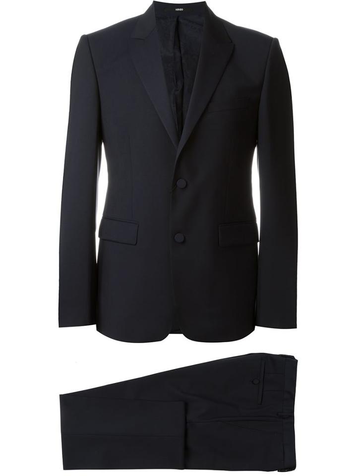 Kenzo Two-piece Suit, Men's, Size: 48, Blue, Cotton/acetate/mohair/wool