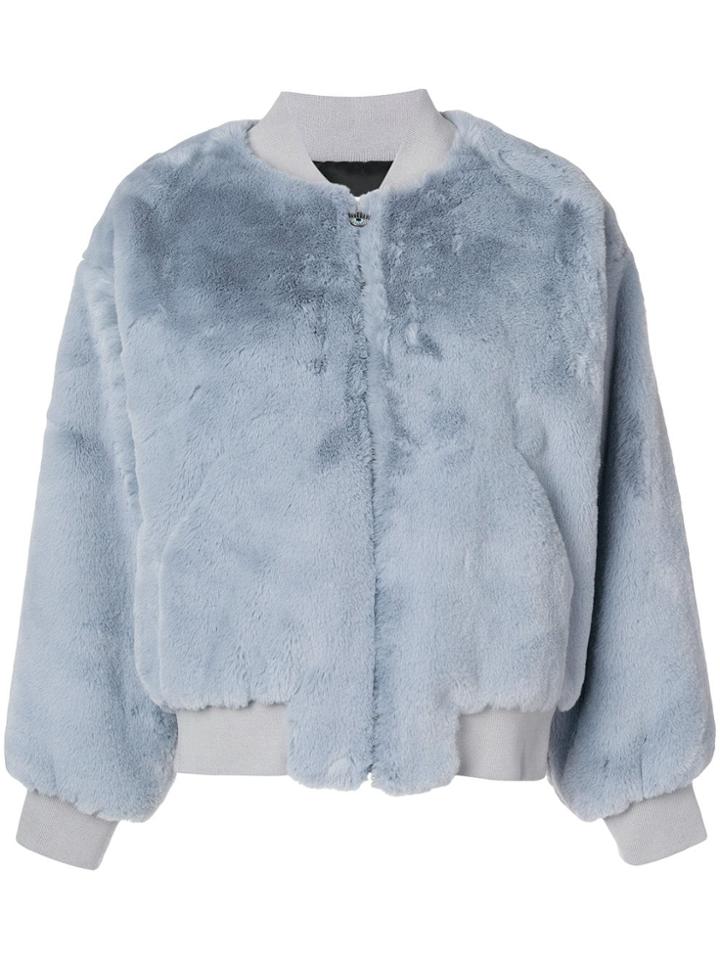 Chiara Ferragni Fur Bomber Jacket - Blue