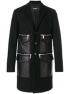 Dsquared2 Leather Pocket Coat - Black