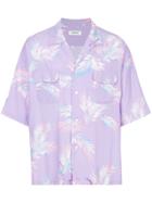Monkey Time Leaf Print Short-sleeve Shirt - Pink & Purple