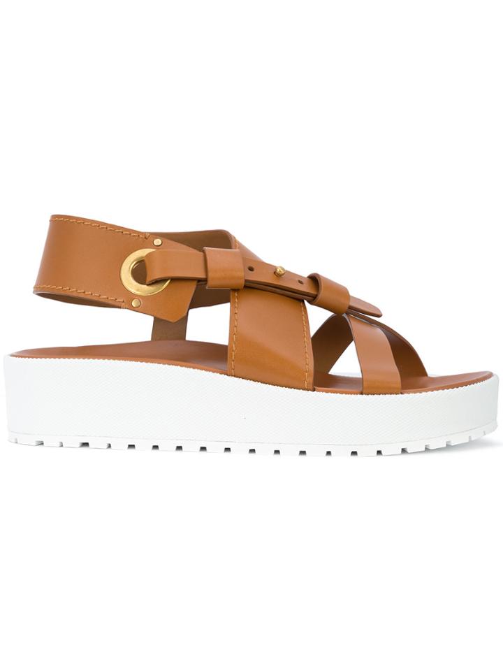 Chloé Scottie Low Platform Sandals - Brown