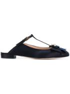 Stuart Weitzman Embellished T-bar Duckie Mules - Blue
