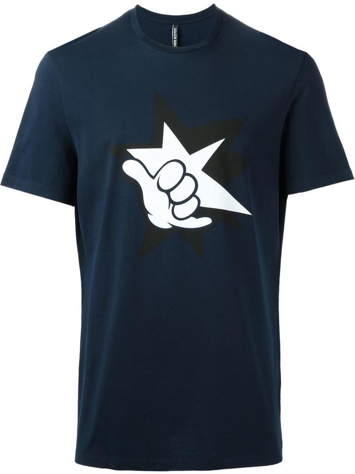 Neil Barrett Thumbs Up T-shirt, Men's, Size: L, Blue, Cotton