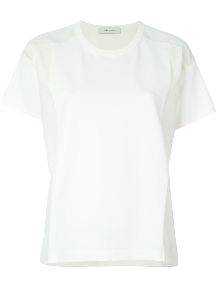 Cédric Charlier Panelled T-shirt, Women's, Size: 44, White, Rayon/polyester