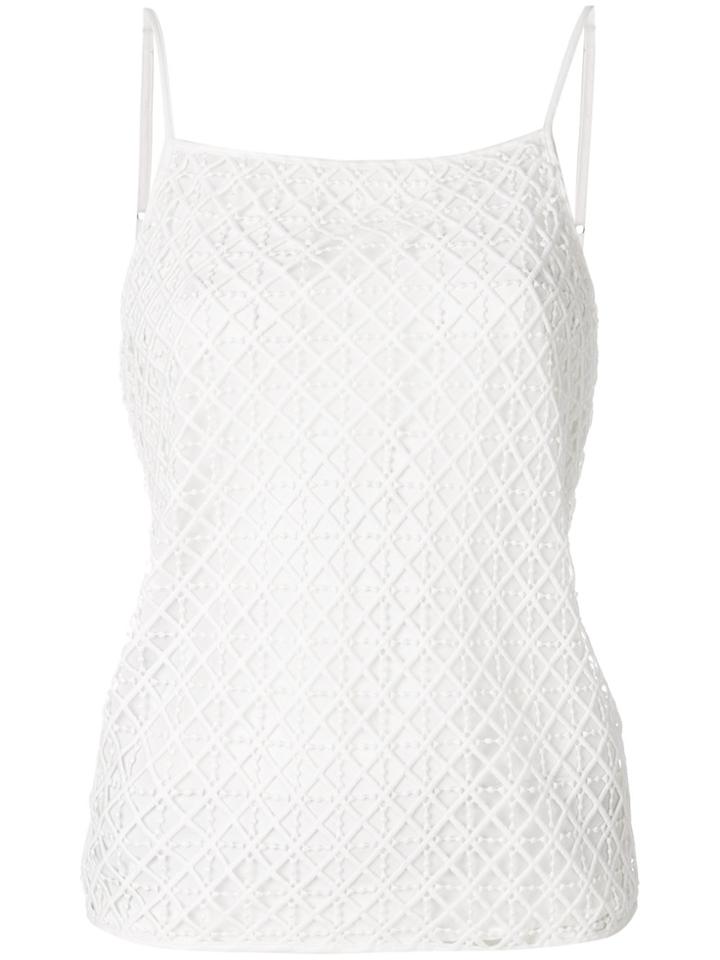 Emporio Armani Geometric Lace Slip Top - White