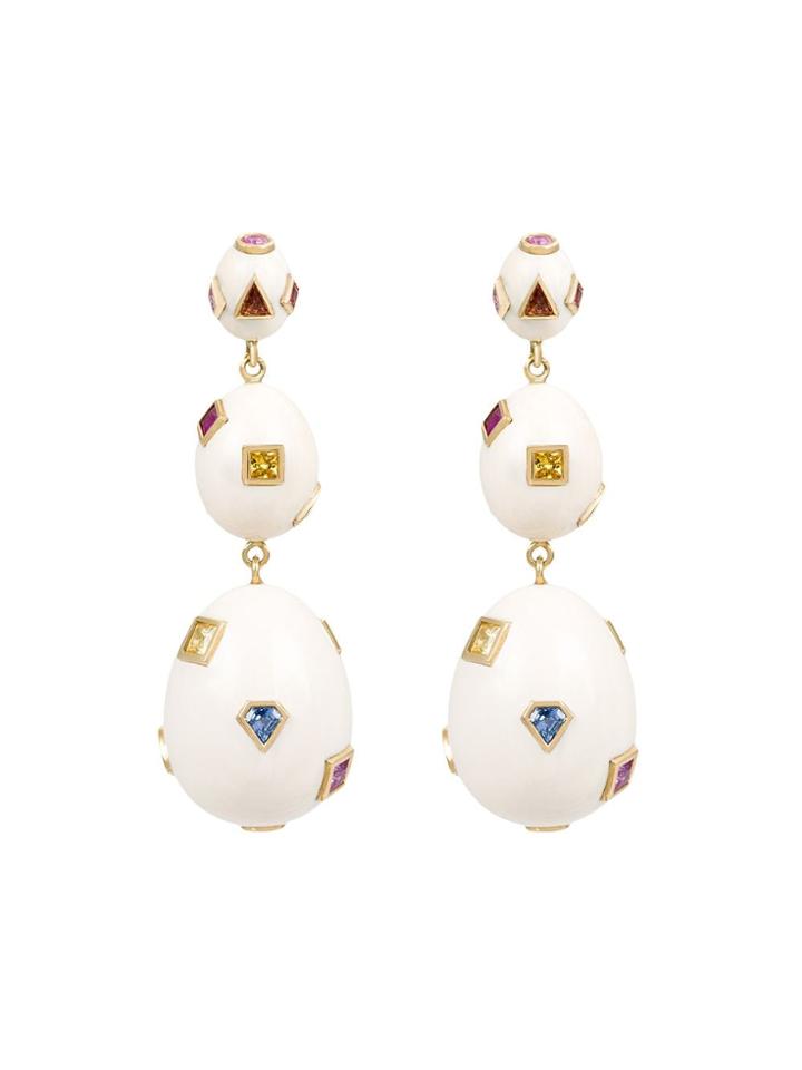 Bibi Van Der Velden Mammoth Eggs Jewel Encrusted Earrings - White