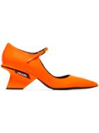 Prada Pointy-toed 65 Patent Leather Mary Jane Pumps - Orange