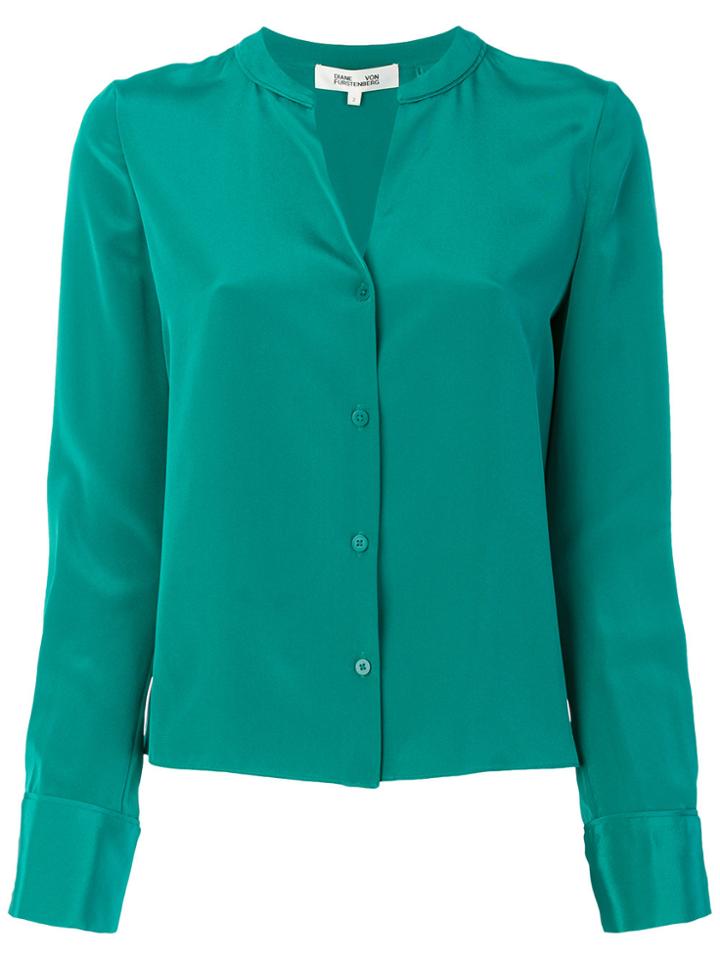 Dvf Diane Von Furstenberg Classic Silk Shirt - Green