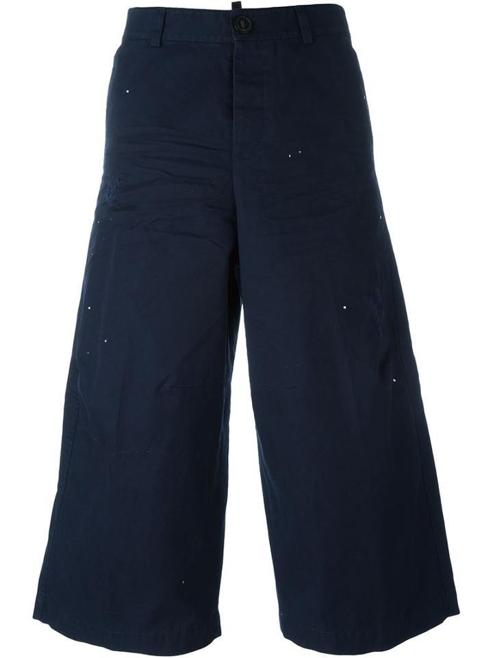 Dsquared2 Cropped Wide Leg Trousers, Women's, Size: 38, Blue, Cotton