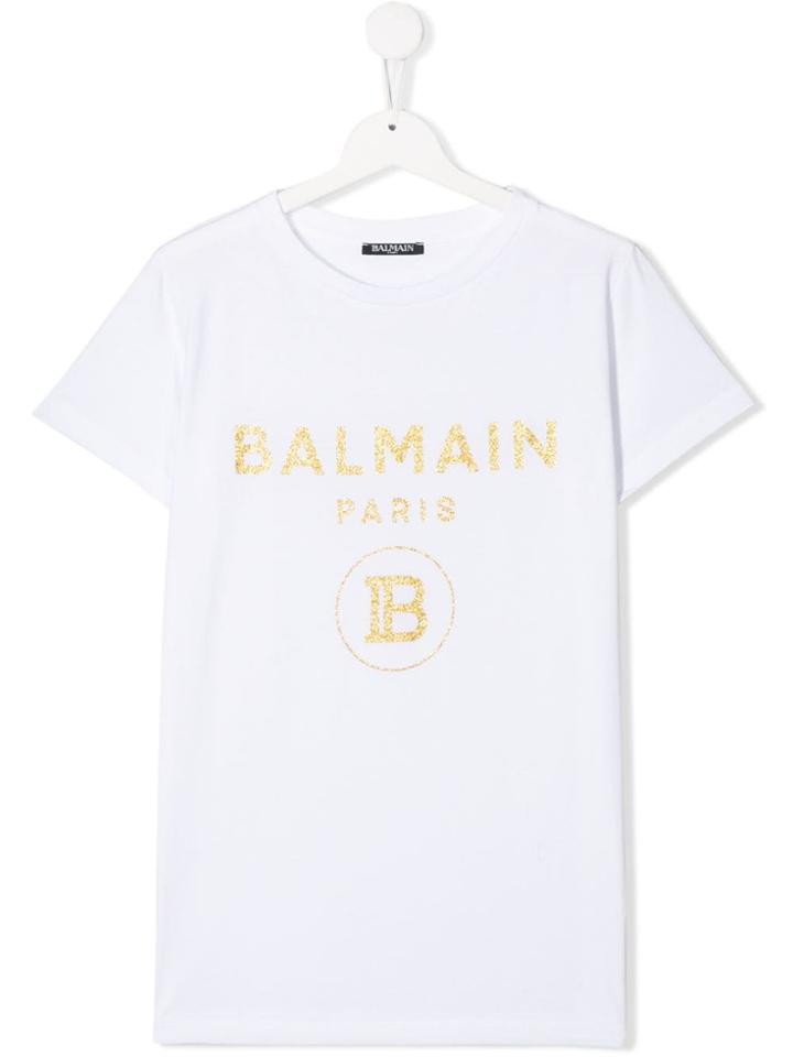 Balmain Kids Printed Logo T-shirt - White