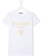 Balmain Kids Printed Logo T-shirt - White