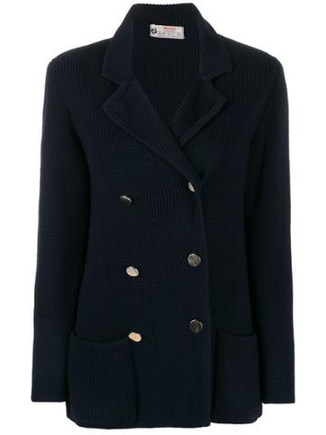 Avon Vintage 1980s Textured Double Breasted Jacket - Blue