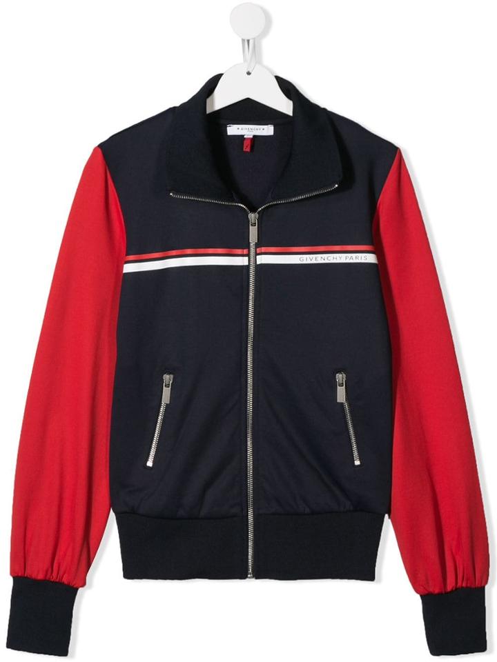 Givenchy Kids Contrast Bomber Jacket - Blue