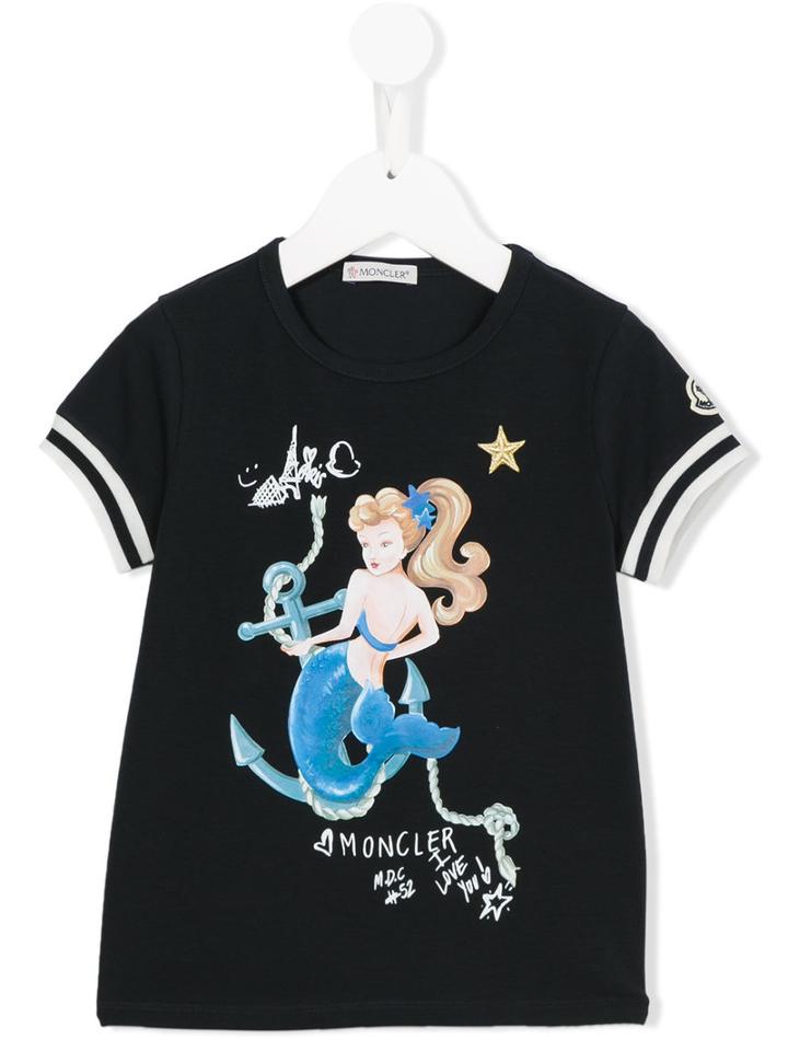 Moncler Kids Mermaid Print T-shirt, Toddler Girl's, Size: 5 Yrs, Blue