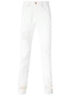 Off-white Distressed Slim Fit Jeans, Men's, Size: 32, White, Cotton/spandex/elastane