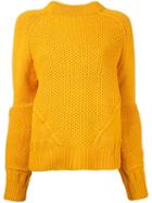 Le Ciel Bleu Balloon Sleeve Jumper, Women's, Size: 36, Yellow/orange, Cotton/acrylic/polyester