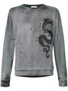 Pierre Balmain Embroidered Dragon Sweatshirt - Grey
