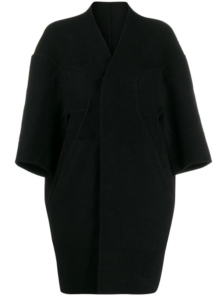 Rick Owens Collarless Oversized Coat - Black