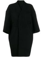 Rick Owens Collarless Oversized Coat - Black