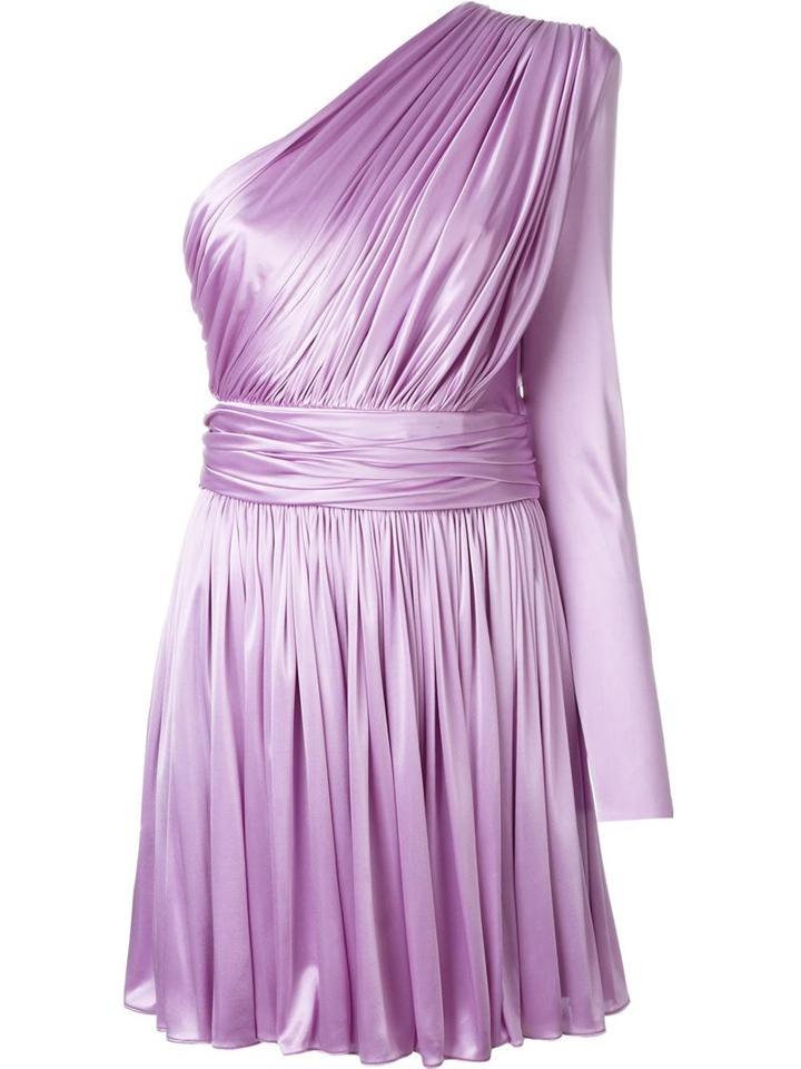 Fausto Puglisi One Shoulder Drape Glossy Dress