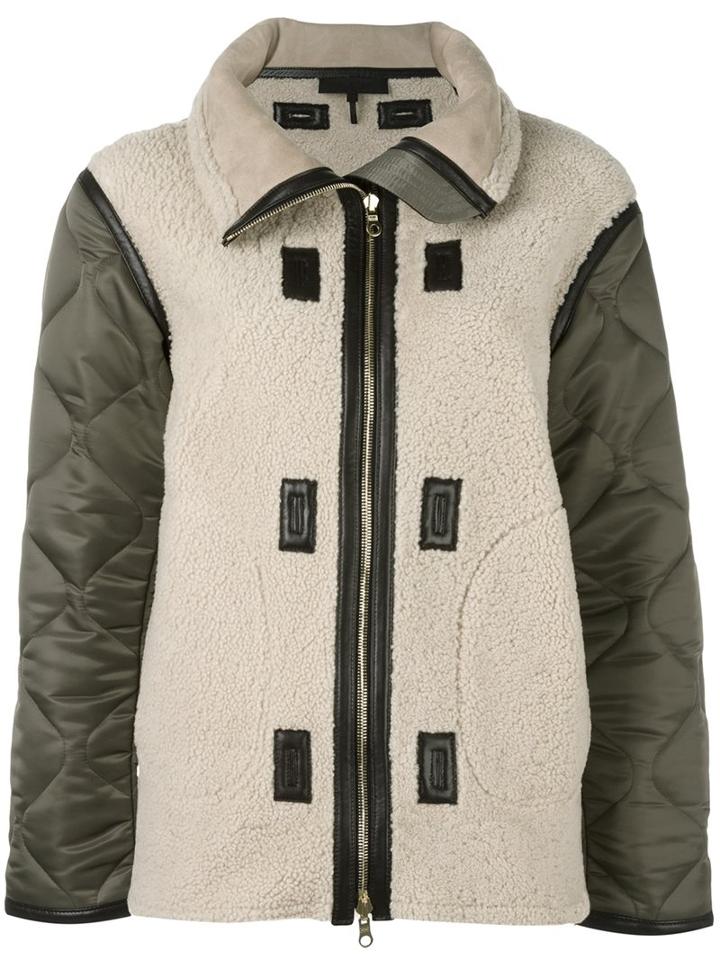 Rag & Bone Reversible Zipped Jacket, Women's, Size: Small, Green, Polyester/nylon/lamb Skin/sheep Skin/shearling