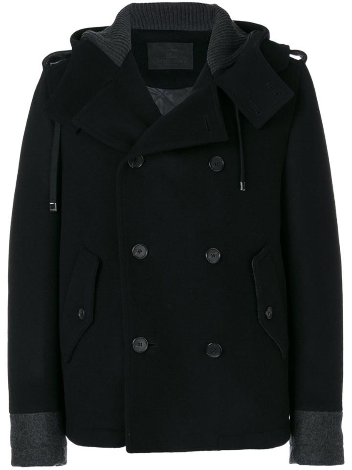 Dolce & Gabbana Hooded Double Breasted Jacket - Black