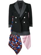 Comme Des Garçons Vintage Layered Scarf-detail Jacket - Black