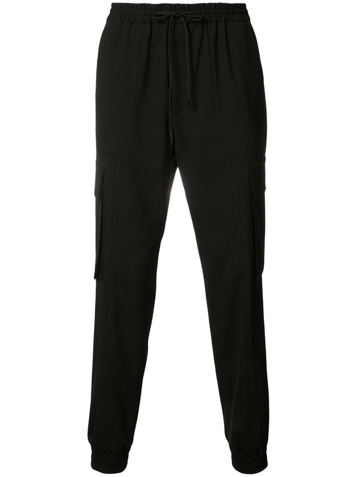 Juun.j Cargo Pocket Track Pants, Men's, Size: 48, Black, Polyurethane/wool