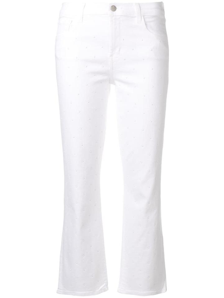 J Brand Studded Cropped Jeans - White