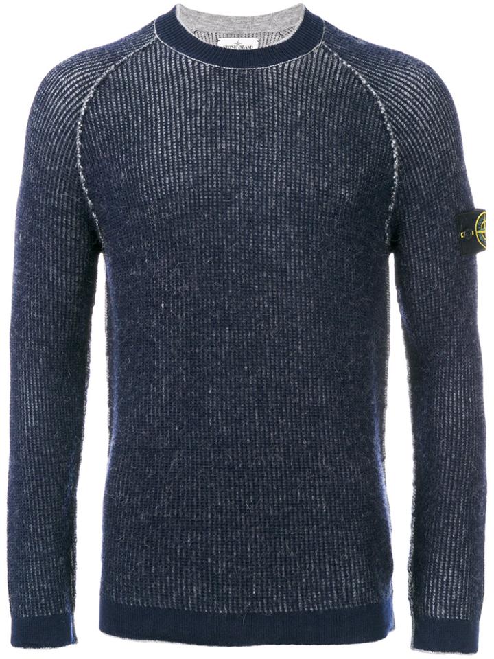 Stone Island Logo Patch Slim-fit Jumper - Blue