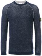 Stone Island Logo Patch Slim-fit Jumper - Blue