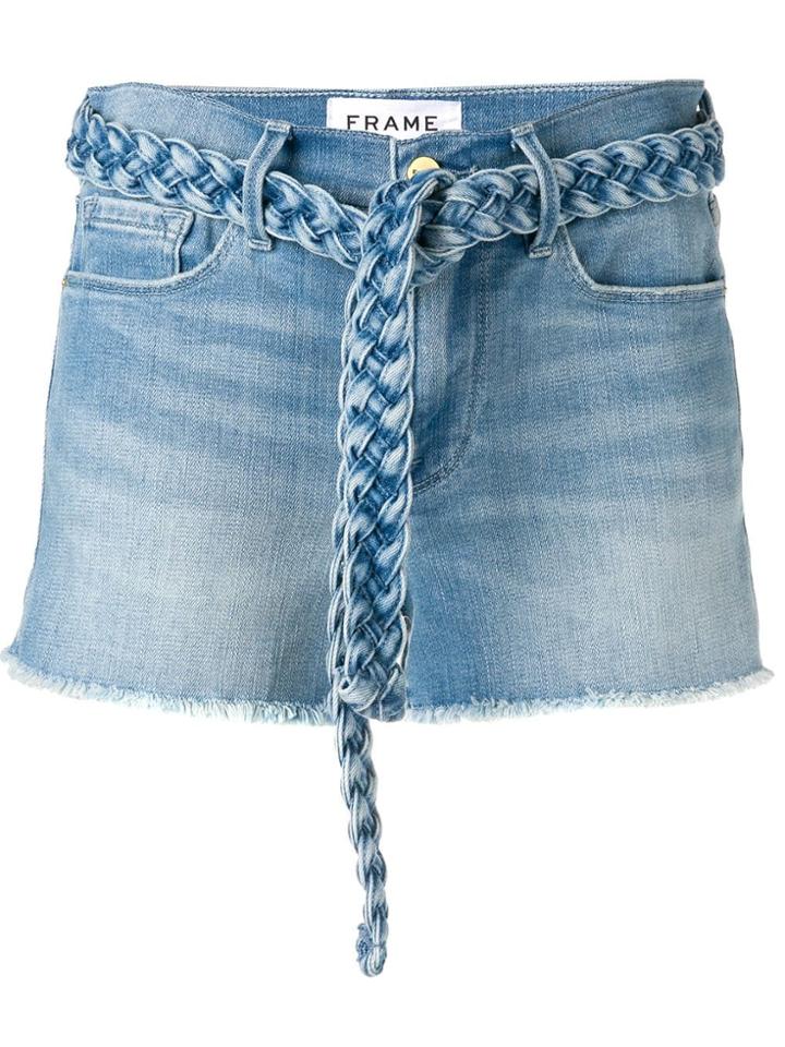 Frame Braided Belt Jean Shorts - Blue