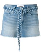 Frame Braided Belt Jean Shorts - Blue