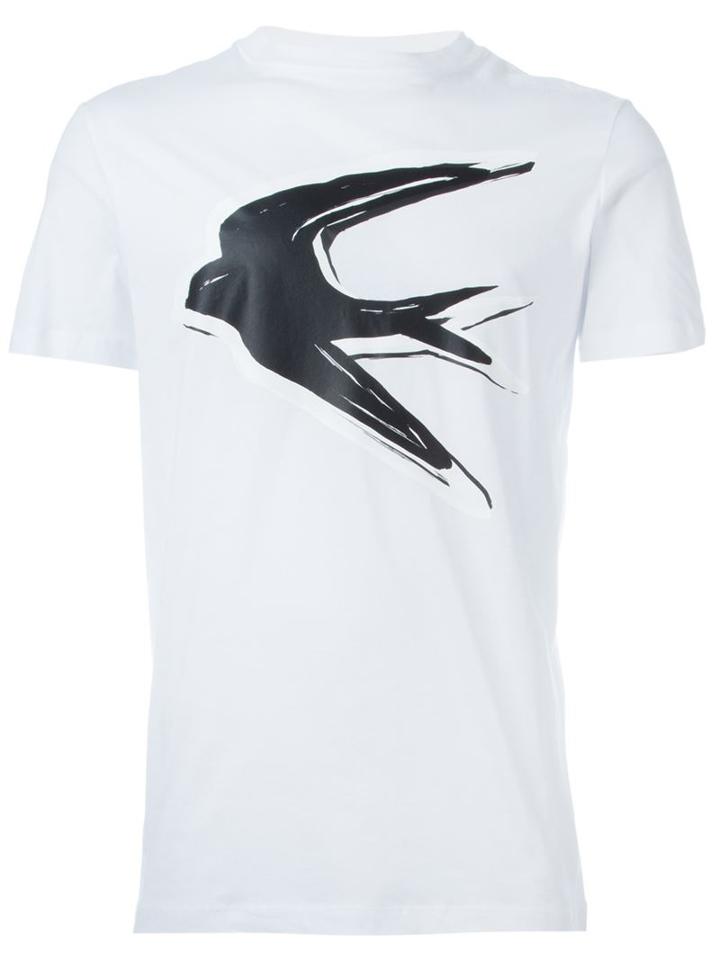 Mcq Alexander Mcqueen Swallow Print T-shirt, Men's, Size: Xl, White, Cotton
