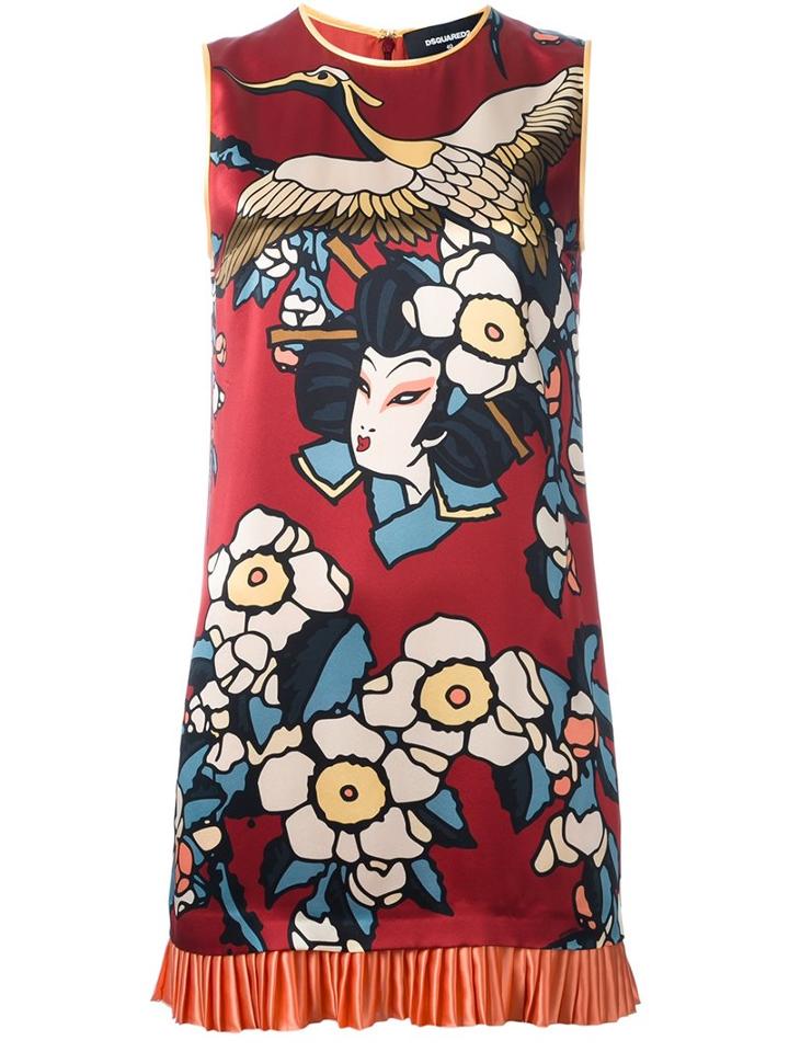 Dsquared2 'blossom' Dress, Women's, Size: 44, Red, Silk