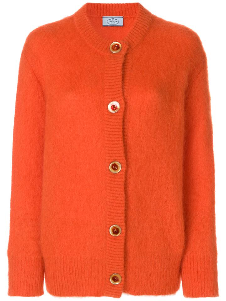 Prada Chew Neck Cardigan - Yellow & Orange