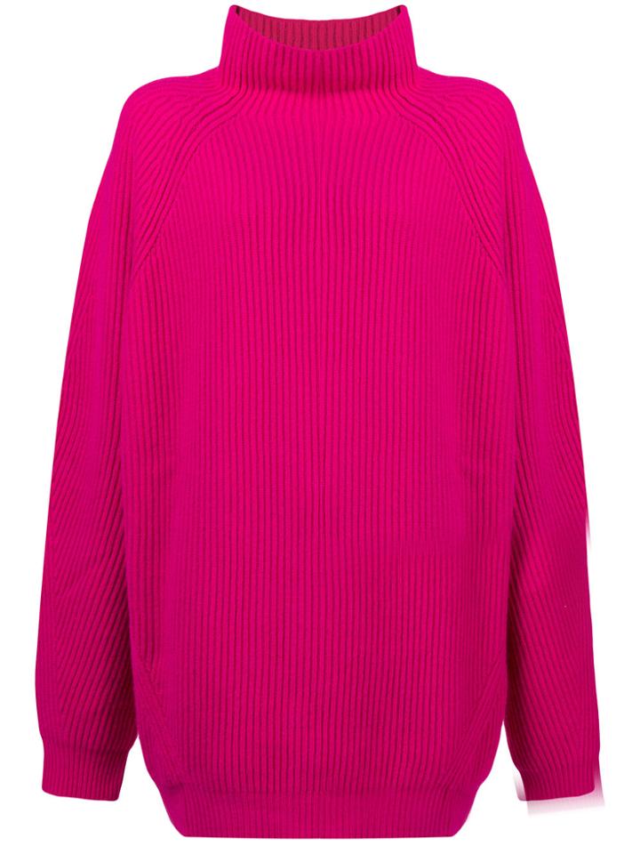 Erika Cavallini Oversized Funnel-neck Jumper - Pink & Purple