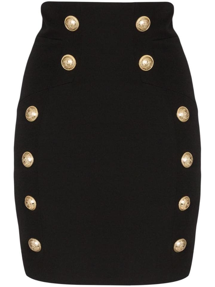 Balmain Button-detail Mini Skirt - Black